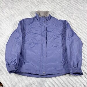 LL Bean Jacket Womens Small‎ Regular Blue Nylon Fleece Lined Full Zip Winter